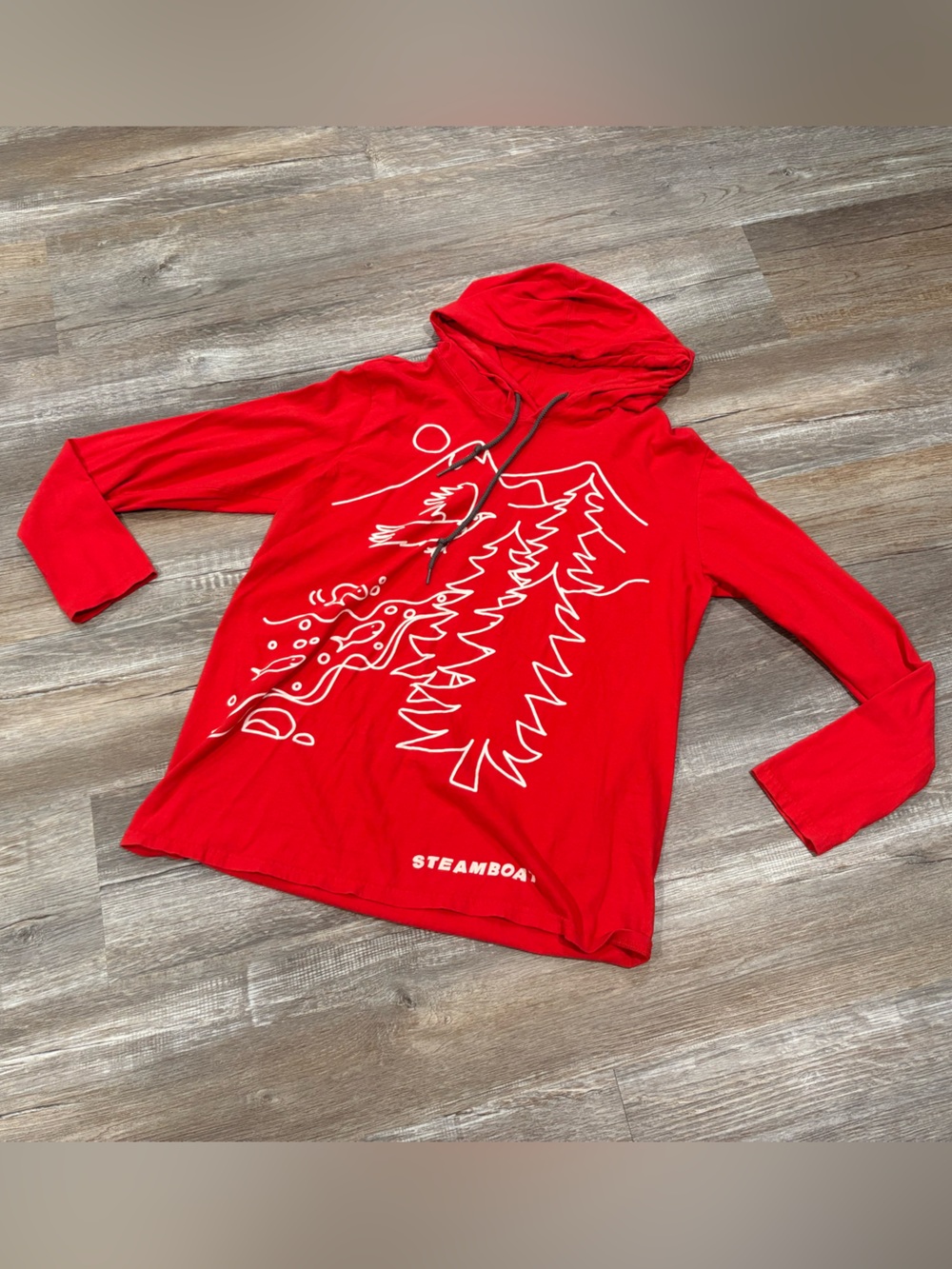 Steamboat Red Graphic Pullover Hoodie for Women